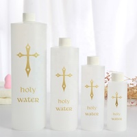 Bouteille d'eau bénite vide en HDPE personnalisée avec impression sérigraphique et estampage à chaud, articles cadeaux religieux catholiques, 4 oz/8 oz en plastique