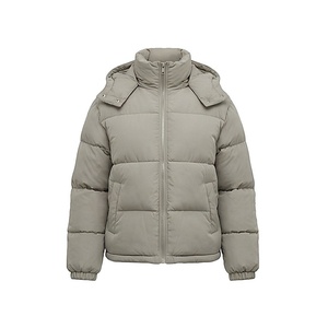 Hooded Quilted Waterproof <b>Bubble</b> Jacket Black Full Sleeve Winter Windproof Cotton Shell Knitted Fabric Polyester Filling Stand - Product Image 1