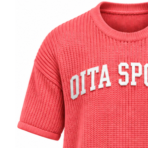 <b>Coral</b> Red Men Knitted T Shirt Short Sleeve Crew Neck Textured Casual <b>Top</b> Custom Printed Streetwear Summer Fashion Wholesale - Product Image 3