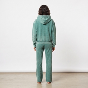 Conjunto Deportivo Vintage para Mujer, Estilo Desgastado con Lavado Ácido, Sudadera con Capucha de Algodón, Pantalones Deportivos con Cierre, Ropa Casual Urbana, Prendas con Logotipo Personalizado - Product Image 6