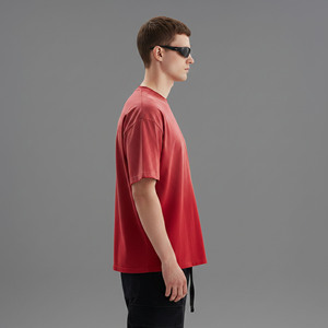 Premium Oversized 100% Cotton Worsted Loose Drop Shoulder Short Sleeve T-Shirt Heavyweight Breathable Streetwear men's T-Shirt - Product Image 5