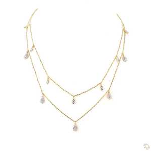 Collier en or jaune 18 carats personnalisable à double rangée de diamants, cadeau de fiançailles, d'anniversaire ou de mariage pour femme, certifié IGI, bijou raffiné - Product Image 3