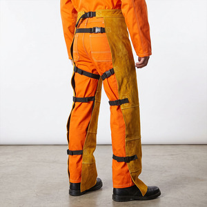 Vêtements de sécurité industriels sur mesure de haute qualité, certifiés CE, résistants aux flammes, en cuir de vachette pleine fleur, pantalon de soudeur - Product Image 4