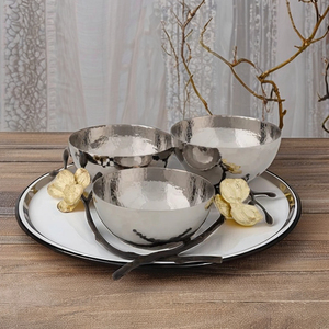 Orchidée dorée Plat à trois noix de style américain en aluminium écologique - Product Image 3