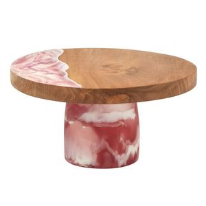 Proveedor Indio Vende Plato de Pedestal Moderno de Lujo Ecológico de Madera de Acacia y Resina de Calidad Superior con Diseño Marrón Ondulado - Product Image 5