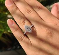 Bague Marquise en Or 18K pour Femme avec Moissanite 1CT, Bijou de Mariage de Haute Qualité, Cadeau d'Anniversaire, Fournisseur en Gros B2B