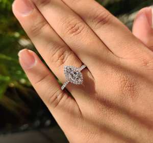 Bague Marquise en Or 18K pour Femme avec Moissanite 1CT, Bijou de Mariage de Haute Qualité, Cadeau d'Anniversaire, Fournisseur en Gros B2B - Product Image 1