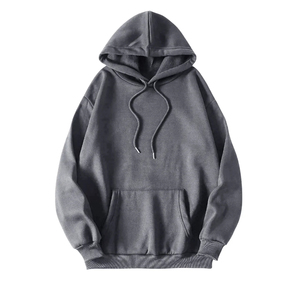 Sweat-shirt à capuche oversize pour femme, couleur unie, épaules tombantes, en molleton, avec poches, respirant, tricoté, pour l'hiver - Product Image 2