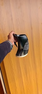 Taza de cuerno de búfalo natural hecha a mano, taza rústica para beber, vajilla de cocina estilo granja para el hogar y restaurantes - Product Image 2