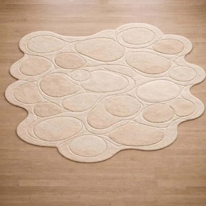 Modern <b>Pebble</b> Shape Area <b>Rug</b> Soft Neutral Beige Handtufted Designer Wool Carpet Unique Organic Pattern Living Room Bedroom Decor - Product Image 3