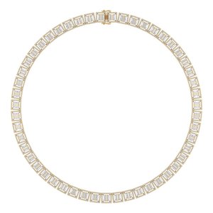 Luxury Unisex Sterling Silver Moissanite Baguette Cut Statement <b>Necklace</b> Geometric Channel Setting Link <b>Chain</b> Wedding Jewelry - Product Image 1