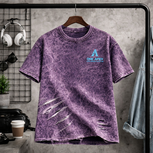 Camiseta Morada Vintage Personalizada, Lavada y Desgastada, de Algodón, Estilo Urbano, Unisex, OEM, Venta al Por Mayor - Product Image 1