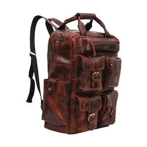 Rucksack Bag Vintage Leather Waterproof Travel <b>Backpack</b> <b>Large</b> Capacity Outdoor Hiking School Bag - Product Image 6