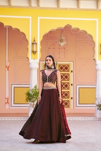 Conjunto de Lehenga Choli de Seda Fendyy Tradicional India, Ropa Étnica para Bodas y Fiestas, Vestido Elegante y Cómodo para Mujer - Product Image 2