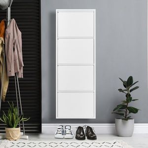 Scarpiera a 4 livelli con 4 cassetti, colore bianco, organizer per scarpe, mobiletto per scarpe a 4 cassetti - Product Image 3