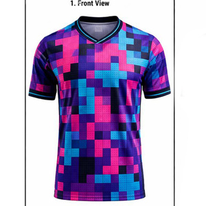 เสื้อฟุตบอลโพลีเอสเตอร์ 100% ระบายอากาศ แห้งเร็ว พิมพ์โลโก้ได้ตามต้องการ ดีไซน์ใหม่ ขายดีที่สุดประจำปี 2026 สำหรับผู้ชาย - Product Image 1