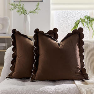 ปลอกหมอนกำมะหยี่สีพื้น 45x45 ซม. ขอบหยัก ปลอกหมอนอิงตกแต่งบ้าน - Product Image 1