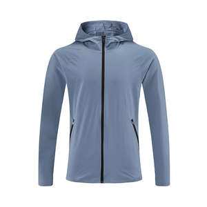 Veste coupe-vent légère à capuche pour homme, idéale pour la gym, les sports de plein air, séchage rapide, respirante, en polyester uni. - Product Image 2