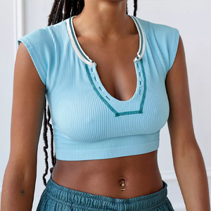 Top Corto de Tela Suave, Ajuste Cómodo, Estilo Casual Diario, Top Corto para Mujer, Ligero - Product Image 6