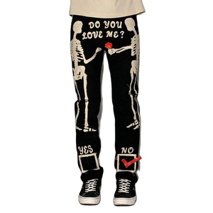 แพทช์ปักโลโก้รูปหัวกะโหลกแบบกำหนดเองขายส่ง Do You Love Me สำหรับกางเกงยีนส์ผู้ชาย - Product Image 4