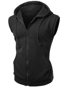 <b>Black</b> Sleeveless Hooded Vest Full Zip <b>Sweatshirt</b> Casual Lightweight Pullover for Gym and Outdoor Wear - Product Image 3