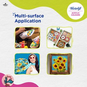 Kit de Pinturas Acrílicas Fevicryl de 500 ml, Color Girasol, Multicolor, Pigmentos Ricos, Pintura que No se Agrieta, para Lienzo, Madera, Metal, Arte DIY, No Tóxica - Product Image 6