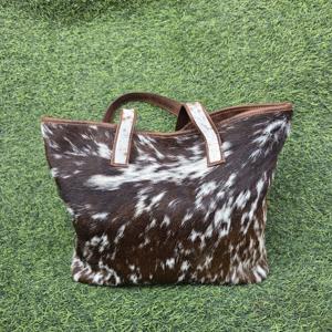 Sac fourre-tout en cuir véritable grande capacité avec poils, sac à bandoulière pour femme, fermeture éclair, broderie, portable, haute qualité LHTB-0070 - Product Image 5