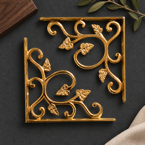 SHUBHAM Decorative Golden Metal Shelf Bracket Ornamental <b>Leaf</b> Scroll Wall Mounted Shelf Support for Home Furniture Decor - Product Image 1