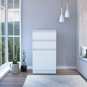 Mobiletto bianco a una porta con 2 cassetti, specchio e cassettiera per gioielli da 43 pollici - Product Image 1