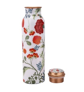 Bouteille d'eau de luxe en cuivre pur à double paroi, écologique, anti-fuite, imprimée, pour la consommation, design ayurvédique, usage domestique et professionnel, United - Product Image 4