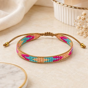 Bracelet manchette ajustable SSTRINGZ fait main en perles Miyuki colorées, style bohème tressé, pour femme, vente en gros, bijoux personnalisés - Product Image 4