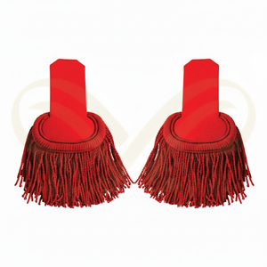 Épaulettes Cérémonielles Artisanales en Viscose Rouge avec Franges en Bouillon pour Uniformes de Parade Extérieur - Product Image 1
