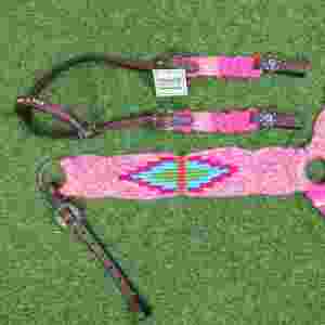 Ensemble de têtière et de collier de poitrail en cuir de vache et mohair, fabriqué à la main en Argentine, avec couleurs personnalisables, tour de poitrail avant de 32 pouces - Product Image 6