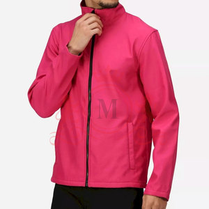 <b>Men's</b> Pink Windproof PU <b>Jacket</b> Stand Collar Zipper Closure Casual Outdoor Wear Autumn Regular Fit Solid Color <b>Lightweight</b> Fabric - Product Image 3