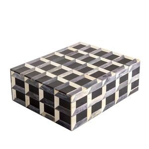 Modern Resin Inlay Mdf Checkered Storage Box Rectangle Cardboard Decorative Box for Neatening and Organization - Product Image 6