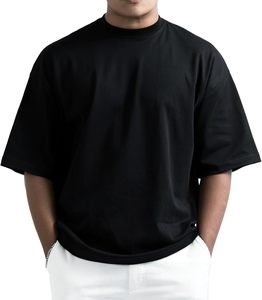 Camiseta de Manga Corta para Hombre, Talla Grande, de Algodón, Hombros Caídos, Estilo Urbano, con Logotipo Personalizado, Ajuste Holgado - Product Image 1