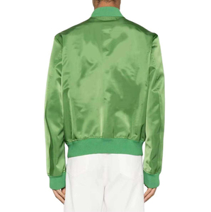 Blouson bomber en satin vert pour homme, coupe classique, couleur unie, col rabattu, fermeture boutonnée, style décontracté d'automne - Product Image 3