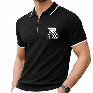 Chemise Homme 100% Coton Toile Respirante Unie avec Logo Personnalisé Manches Courtes Décontractée Business Golf Boutonnée Unie - Product Image 1