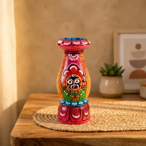 Auténtico Florero Pintado a Mano con Imagen del Señor Jagannath, Artesanía Tradicional de Odisha, Decorativo, Exportador Mayorista de Flores para Pascua - Product Image 4