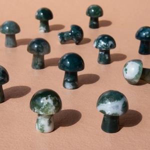 Ágata Musgosa Natural Tallada en Forma de Hongo, Ágata Dendrítica Verde, Cristal Curativo para Reiki, Decoración Feng Shui, Venta al por Mayor - Product Image 6