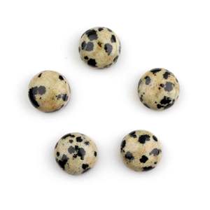 Jaspe dálmata Natural de 10mm de alta calidad, forma redonda, parte posterior plana, cabujón calibrado, piedra preciosa suelta para proveedor de fabricación de joyas - Product Image 1