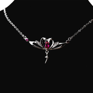 Collar con Colgante de Plata S925 para Mujer, Accesorios de Joyería de Perlas DIY, Colgante Vacío, Conjunto de Cadena para Clavícula 353 - Product Image 4