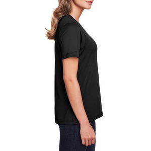 Vente en gros, impressions personnalisées acceptées, t-shirt à col rond à manches courtes, couleur unie, t-shirt décontracté, vêtements pour femmes - Product Image 4