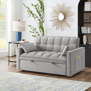 Divano Letto 4-in-1 Trapuntato con Braccioli e Tasche Portaoggetti, Schienale Regolabile, Funzione Estraibile Multifunzione - Product Image 3