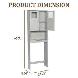 Mobiletto a due ante in MDF grigio 60*22*170cm, mobiletto da bagno verniciato 60*22*170cm - Product Image 2