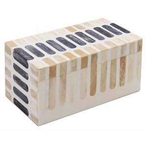 Bone Inlay Resin & Pine <b>MDF</b> Rectangle Modern Jewelry Storage <b>Box</b> with Floral Pattern Home Decor Jewelry Organizer - Product Image 1