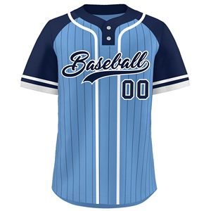 Maillot de baseball à col ras du cou en polyester écologique, color block, numéro personnalisé, impression intégrale durable - Product Image 1
