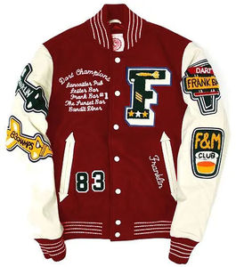 Chaqueta Varsity de Invierno para Hombre, Estilo Letterman, con Logotipo Personalizado, Bordado de Lana Chenille, Cuello Alto y Mangas de Cuero Vintage - Product Image 3