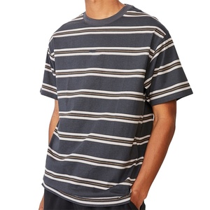 T-shirt unisexe en coton uni à rayures, coupe classique, manches courtes, col rond, séchage rapide, multicolore, personnalisable avec logo imprimé sur le devant – Meilleure vente - Product Image 2