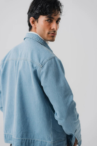 Wholesale URBANGAZER 2025 <b>Custom</b> Men's High Street <b>Denim</b> <b>Jacket</b> Windproof Fashionable Winter <b>Jacket</b> Warm Zipper OEM Service - Product Image 5